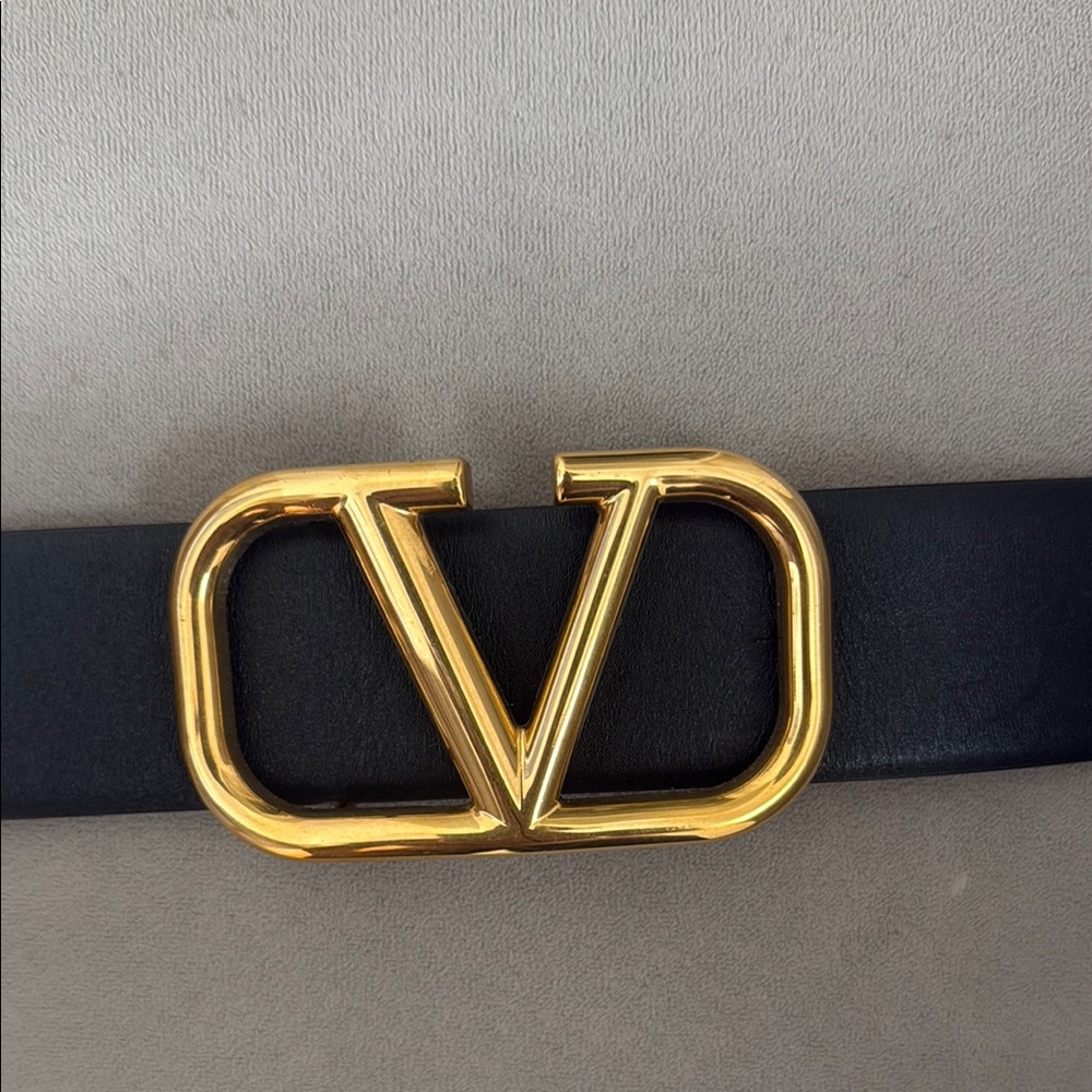 Black Leather Belt with Gold Buckle